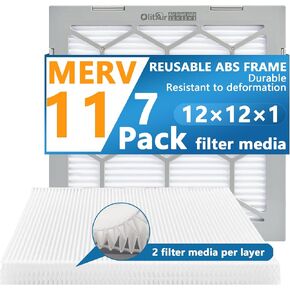 فلتر هواء 20x20x1 MERV 8، فلتر هواء فرن التيار المتردد، إطار بلاستيك ABS قابل لإعادة الاستخدام، 7 عبوات وسائط فلتر قابلة للاستبدال (الحجم الفعلي: 19 3/4 بوصة × 19 3/4 بوصة × 3/4 بوصة) in Kuwait