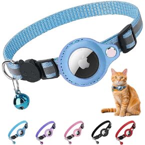 Cat Collar for AirTag, Refective Kitten Cat Collar with Bell and Apple Air Tag Holder for Girl Boy Cats, AirTag Holder - Lightweight, Comfortable, and Secure for Cats (Black)