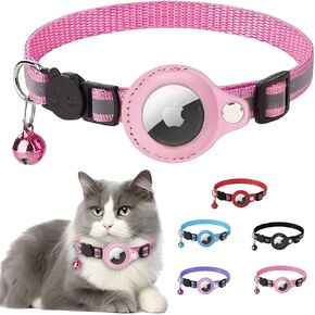Cat Collar for AirTag, Refective Kitten Cat Collar with Bell and Apple Air Tag Holder for Girl Boy Cats, AirTag Holder - Lightweight, Comfortable, and Secure for Cats (Black)