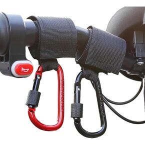 4 Pack UTV Hooks for Hanging Headsets, Helmet and Goggles,Multipurpose D Clips Clasp Hanger Heavy Duty Strap Lock, Handlebar Hook for E-Bike Scooters Bicycle Stroller (2 Black and 2 Red)