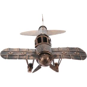 Vintage Retro Iron Aircraft Metal Airplane Aircraft Models Statue Sculpture for Photo Props Home Ornament Souvenir Study Room Desktop Decoration Bronze