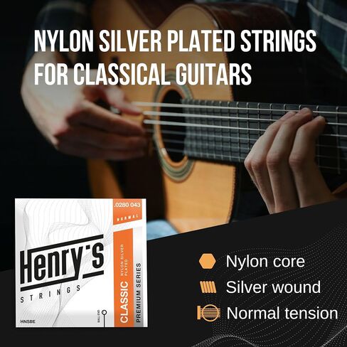 Premium Classical Guitar Strings - Silver Nylon Guitar Strings - Ball End For Fast Easy Restring - 5 Guitar Accessories Gift - Pick & String Action Gauge & Fret Cloth & Nail File & Restring Diary in Saudi Arabia
