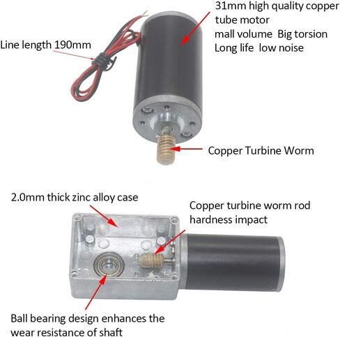 Reversible Worm Gear Motor, 24V 8mm Shaft Worm Gear Motor High Torsion Speed Reduce Electric Gearbox Motor for Curtain Machine Advertising Equipment Window Opener Smart Device (100RPM) in Saudi Arabia