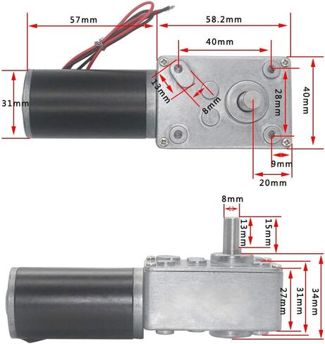 Reversible Worm Gear Motor, 24V 8mm Shaft Worm Gear Motor High Torsion Speed Reduce Electric Gearbox Motor for Curtain Machine Advertising Equipment Window Opener Smart Device (100RPM) in Saudi Arabia