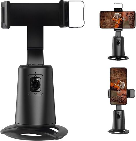 New Upgraded Auto Face Tracking Tripod with Fill Light, 360° Rotation Auto Face Tracking Phone Holder, No App, AI Gesture Control, Smart Phone Moving Tripod for Shooting Video, Live Vlog in Saudi Arabia