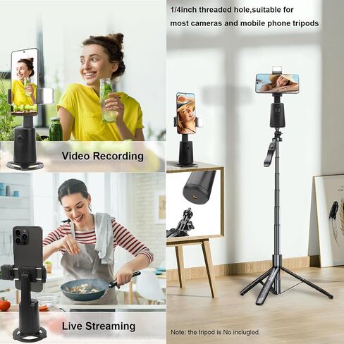 New Upgraded Auto Face Tracking Tripod with Fill Light, 360° Rotation Auto Face Tracking Phone Holder, No App, AI Gesture Control, Smart Phone Moving Tripod for Shooting Video, Live Vlog in Saudi Arabia