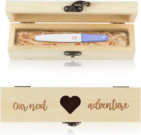 Pregnancy Test Keepsake Box Pregnancy Announcement Box Wooden Surprise Baby Announced Gift Baby Reveal Box for Husband Dad Grandparents in Saudi Arabia