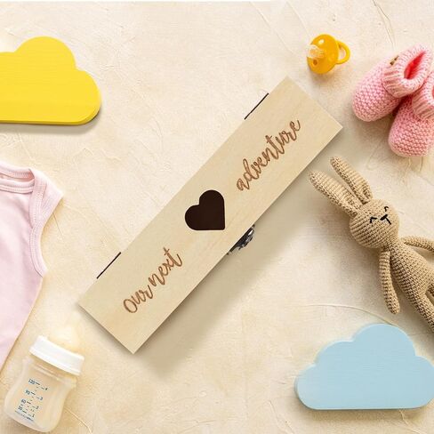 Pregnancy Test Keepsake Box Pregnancy Announcement Box Wooden Surprise Baby Announced Gift Baby Reveal Box for Husband Dad Grandparents in Saudi Arabia