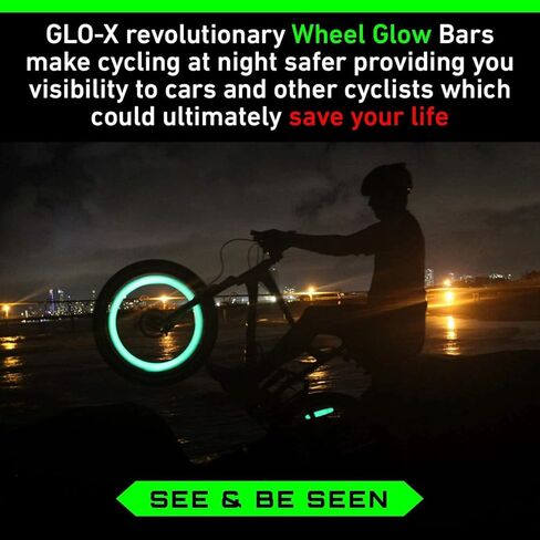 مصابيح متوهجة للعجلات من GLO-X لدراجات الأطفال والكبار (عبوتان) - مصابيح قابلة لإعادة الشحن لعجلات الدراجة، إضاءة 360 درجة - أضواء الدراجة الشمسية الثورية للعجلات - أضواء الدراجة ذات العجلات الأمامية والخلفية in Kuwait