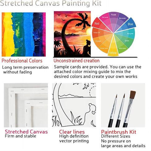 طقم طلاء قماشي مكون من قطعتين من القماش المرسوم مسبقًا للرسم للبالغين من القماش الممتد للأزواج ألعاب التاريخ الليلي وحفلات الذكرى السنوية لعيد الحب in Kuwait