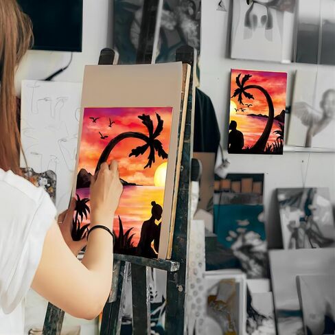 طقم طلاء قماشي مكون من قطعتين من القماش المرسوم مسبقًا للرسم للبالغين من القماش الممتد للأزواج ألعاب التاريخ الليلي وحفلات الذكرى السنوية لعيد الحب in Kuwait