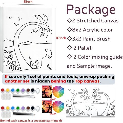 طقم طلاء قماشي مكون من قطعتين من القماش المرسوم مسبقًا للرسم للبالغين من القماش الممتد للأزواج ألعاب التاريخ الليلي وحفلات الذكرى السنوية لعيد الحب in Kuwait