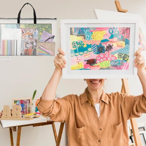 4 Pieces Art Portfolio Bag 11"x17" Poster Storage Bag With Handle and Zipper Clear Art Carrier Portfolio Case Artwork Portfolio Folder Waterproof Portfolio Organizer for Pictures Painting Scrapbook in Saudi Arabia