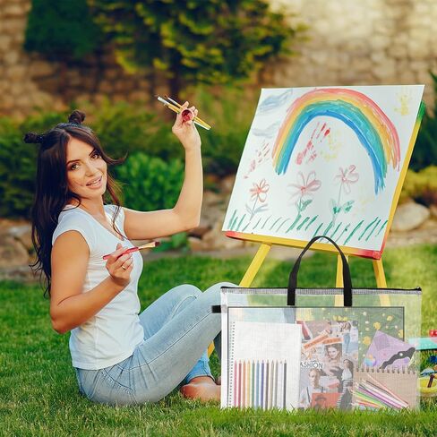4 Pieces Art Portfolio Bag 11"x17" Poster Storage Bag With Handle and Zipper Clear Art Carrier Portfolio Case Artwork Portfolio Folder Waterproof Portfolio Organizer for Pictures Painting Scrapbook in Saudi Arabia