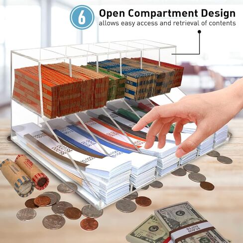 Nadex Acrylic Bills and Coins Wrappers Tray - Includes Compartment Rack Tray with 110 Pcs Bill Wrapper Straps and 110 Pcs Coin Wrappers (Clear) in Saudi Arabia