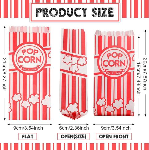 أكياس الفشار الورقية حقيبة 1 أونصة لحقيبة الفشار والفشار والذرة السائبة لآلة الفشار وحفلات الكرنفال والوجبات الفردية (500 قطعة) in Kuwait