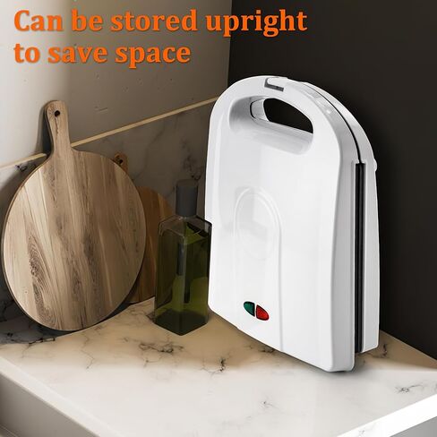 صانعة شطائر الإفطار، ماكينة ضغط الساندويتشات 4 شرائح مع ألواح غير لاصقة، صانعة الجبن المشوي، أضواء مؤشر، مقبض رائع الملمس، سهلة التنظيف والتخزين، بيضاء in Kuwait