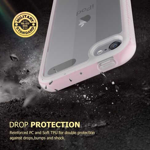 iPod Touch 7th Generation Case, iPod Touch 6 Case, iPod Touch 5 Case, Hybrid Hard PC Soft TPU Shockproof Protective Cover for iPod Touch, Pink in Kuwait