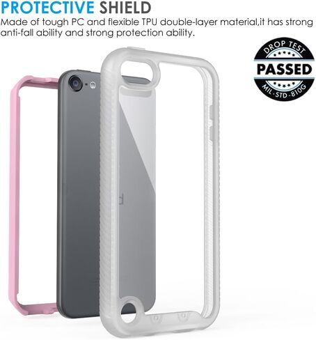 iPod Touch 7th Generation Case, iPod Touch 6 Case, iPod Touch 5 Case, Hybrid Hard PC Soft TPU Shockproof Protective Cover for iPod Touch, Pink in Kuwait