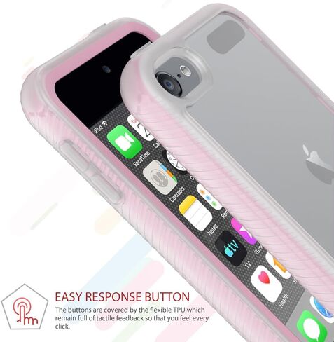 iPod Touch 7th Generation Case, iPod Touch 6 Case, iPod Touch 5 Case, Hybrid Hard PC Soft TPU Shockproof Protective Cover for iPod Touch, Pink in Kuwait