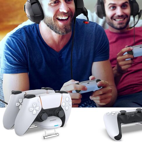 محطة شحن وحدة تحكم PS5 لوحدة تحكم Playstation 5 مع قاعدة شحن مزدوجة شحن سريع PS5 حامل شحن وحدة تحكم مزدوجة (بدون LED) in Kuwait