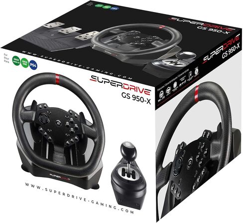 Superdrive - GS950-X 900° steering wheel with manual shifter, 3 pedals and paddle shifters for Xbox Serie X/S, PS4, Xbox One (programmable) in Saudi Arabia