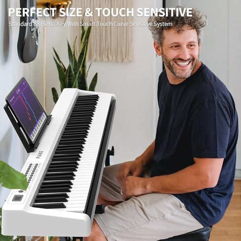 Digital Piano 88 Key Full Size Semi Weighted Electronic Keyboard Piano Set with Stand,Built-In Speakers,Electric Piano Keyboard with Sustain Pedal,Bluetooth,MIDI/USB/MP3 for Beginners Adults in Kuwait