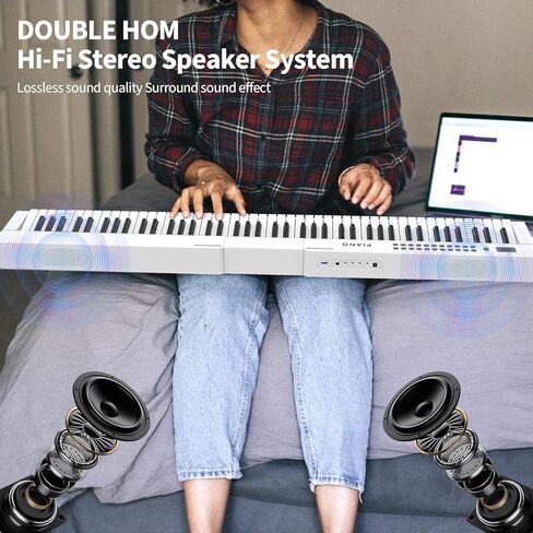 Digital Piano 88 Key Full Size Semi Weighted Electronic Keyboard Piano Set with Stand,Built-In Speakers,Electric Piano Keyboard with Sustain Pedal,Bluetooth,MIDI/USB/MP3 for Beginners Adults in Kuwait