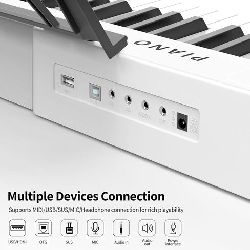 Digital Piano 88 Key Full Size Semi Weighted Electronic Keyboard Piano Set with Stand,Built-In Speakers,Electric Piano Keyboard with Sustain Pedal,Bluetooth,MIDI/USB/MP3 for Beginners Adults in Kuwait