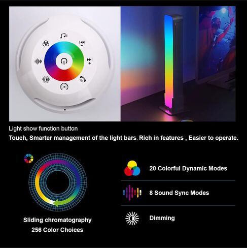 مكبر صوت للألعاب لايت شو، ومكبر صوت على رف الكتب RGB، وجودة صوت هاي فاي وأجواء ملونة، و256 لونًا RGB، و20 مشهدًا و8 أوضاع موسيقى متزامنة، مع بلوتوث AUX USB in Saudi Arabia