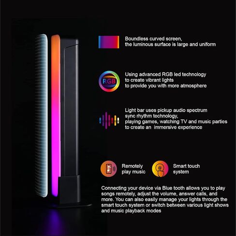 مكبر صوت للألعاب لايت شو، ومكبر صوت على رف الكتب RGB، وجودة صوت هاي فاي وأجواء ملونة، و256 لونًا RGB، و20 مشهدًا و8 أوضاع موسيقى متزامنة، مع بلوتوث AUX USB in Saudi Arabia