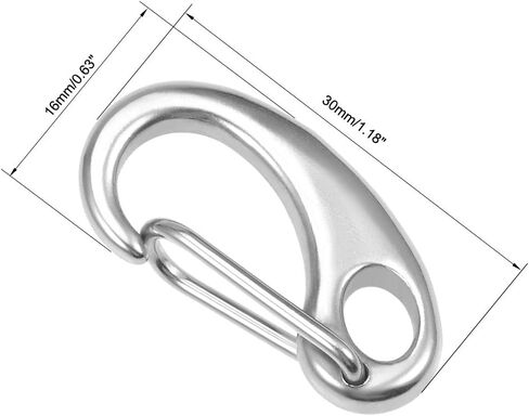 uxcell Spring Gate Snap Hook 30mm/1.18", 304 Stainless Steel, for DIY Crafts Keychains in Kuwait