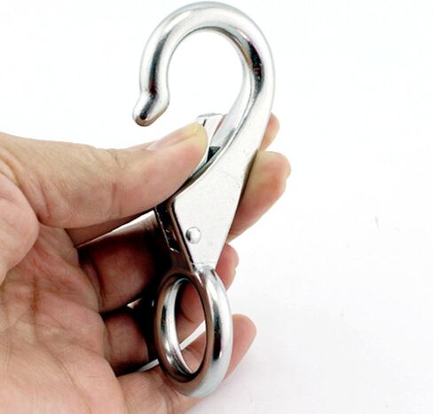 2/4Pcs Multi-Purpose Fixed Spring Snap Hook, Heavy Duty Rigging Hardware Snap Hook 316 Stainless Steel Silver (4, Length:100mm(3#)) in Kuwait