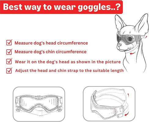 SHAMR Dog Sunglasses Dog Goggles Doggles UV Eye Protection Dog Glasses for Small to Medium Breed, Dust and Water Proof with Soft Frame (Red) in Saudi Arabia