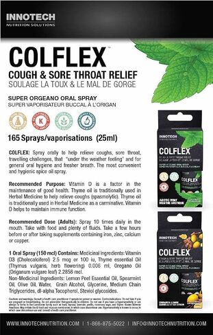 Click Image to Open expanded View INNOTECH Nutrition: Colflex Oregano Throat Spray, Arctic Mint - 25 ml in Saudi Arabia