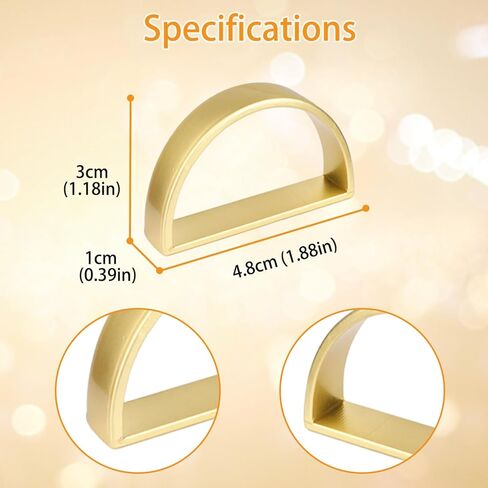 حلقات مناديل من الفولاذ المقاوم للصدأ، حوامل حلقات مناديل معدنية، حامل Yimerlen، أبازيم منديل لعشاء العائلة، الزفاف، الحفلات (نصف دائرة ذهبي غير لامع) 12 قطعة in Kuwait