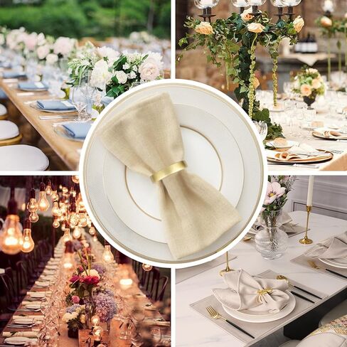 حلقات مناديل من الفولاذ المقاوم للصدأ، حوامل حلقات مناديل معدنية، حامل Yimerlen، أبازيم منديل لعشاء العائلة، الزفاف، الحفلات (نصف دائرة ذهبي غير لامع) 12 قطعة in Kuwait