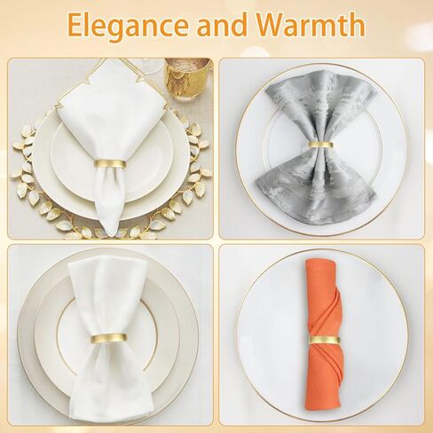 حلقات مناديل من الفولاذ المقاوم للصدأ، حوامل حلقات مناديل معدنية، حامل Yimerlen، أبازيم منديل لعشاء العائلة، الزفاف، الحفلات (نصف دائرة ذهبي غير لامع) 12 قطعة in Kuwait