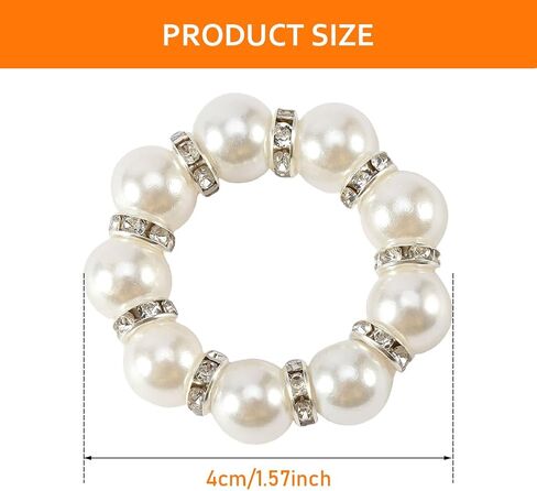 EKDJKK Pearl Napkin Rings Set of 30, Round Napkin Buckles Rhinestone Napkin Rings Holders Elastic Spring Beaded Serviette Rings Buckle for Weddings Home Party Dining Table Decor in Saudi Arabia