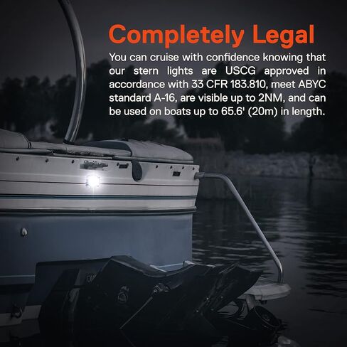 TRUE MODS White Stern LED ضوء الملاحة البحرية [IP67 مقاوم للماء] [معتمد من USCG] [كروم مقاوم للتآكل وABS] رؤية ميل بحري لقارب الصيد واليخت العائم حتى 65.6 بوصة (20 مترًا) in Saudi Arabia