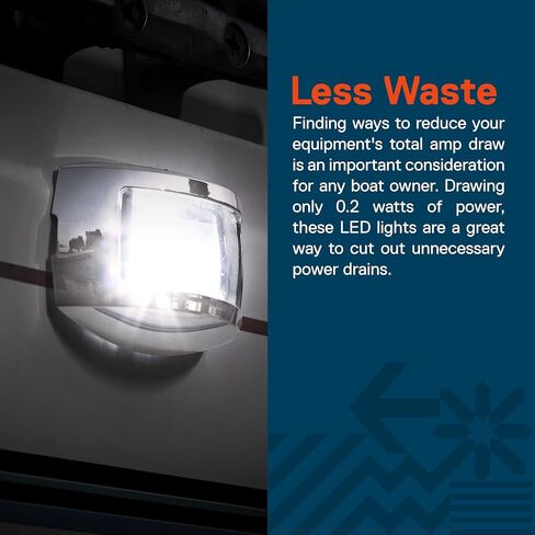 TRUE MODS White Stern LED ضوء الملاحة البحرية [IP67 مقاوم للماء] [معتمد من USCG] [كروم مقاوم للتآكل وABS] رؤية ميل بحري لقارب الصيد واليخت العائم حتى 65.6 بوصة (20 مترًا) in Saudi Arabia
