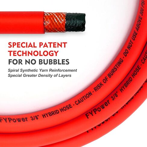 Air Compressor Whip Hose 3/8 Inch x 10 Feet Lead in Hybrid Hose with Fittings, Flexible and Kink Resistant, 1/4" Industrial Quick Coupler and Plug Kit - Red in Saudi Arabia