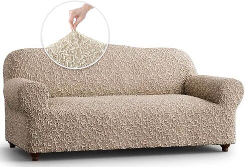 بولاتو من GA.I.CO. غطاء Loveseat - غطاء كرسي كبير الحجم - غطاء أريكة قابل للتمدد - غطاء وسادة منزلق للأريكة - قطعة واحدة من واقي مناسب - مجموعة جاكار ثلاثية الأبعاد - بيج أرتيكو in Saudi Arabia