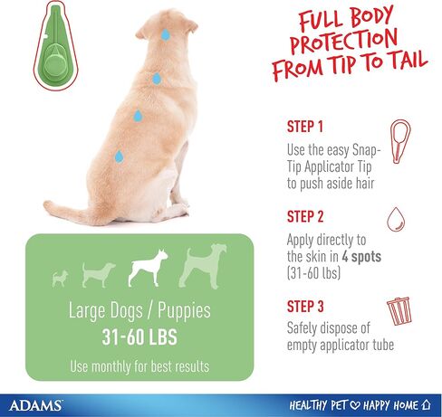 Adams Plus Flea and Tick Spot On for Dogs, Medium Dog Flea Treatment, 15-30 Pounds, 3 Month Supply in Saudi Arabia
