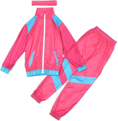 Kids Girls Classic Sports Sweatshirt Zipper Up Tracksuits Outfit Set Two Piece Set with Headband in Saudi Arabia