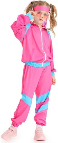Kids Girls Classic Sports Sweatshirt Zipper Up Tracksuits Outfit Set Two Piece Set with Headband in Saudi Arabia