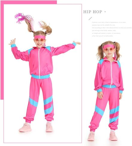 Kids Girls Classic Sports Sweatshirt Zipper Up Tracksuits Outfit Set Two Piece Set with Headband in Saudi Arabia