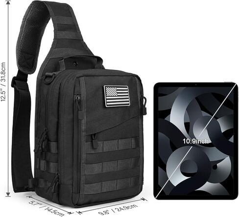 HAOMUK Tactical Sling Bag Backpack for Men with Pistol Holster Military Shoulder Crossbody Bag for Concealed Carry - Black in Saudi Arabia