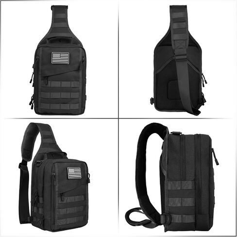 HAOMUK Tactical Sling Bag Backpack for Men with Pistol Holster Military Shoulder Crossbody Bag for Concealed Carry - Black in Saudi Arabia