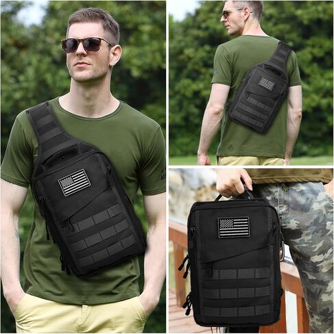 HAOMUK Tactical Sling Bag Backpack for Men with Pistol Holster Military Shoulder Crossbody Bag for Concealed Carry - Black in Saudi Arabia